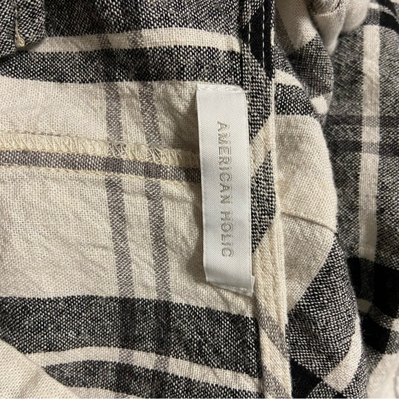 D2- AMERICAN HOLIC Plaid LINEN-Blend Maxi Dress - Picture 7 of 8